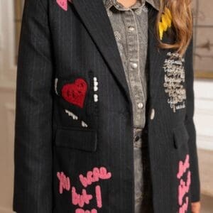 Embroidered Slogan Oversized Blazer