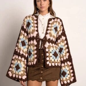 Musy Muse Chunky Crotchet Style Patterned Cardigan