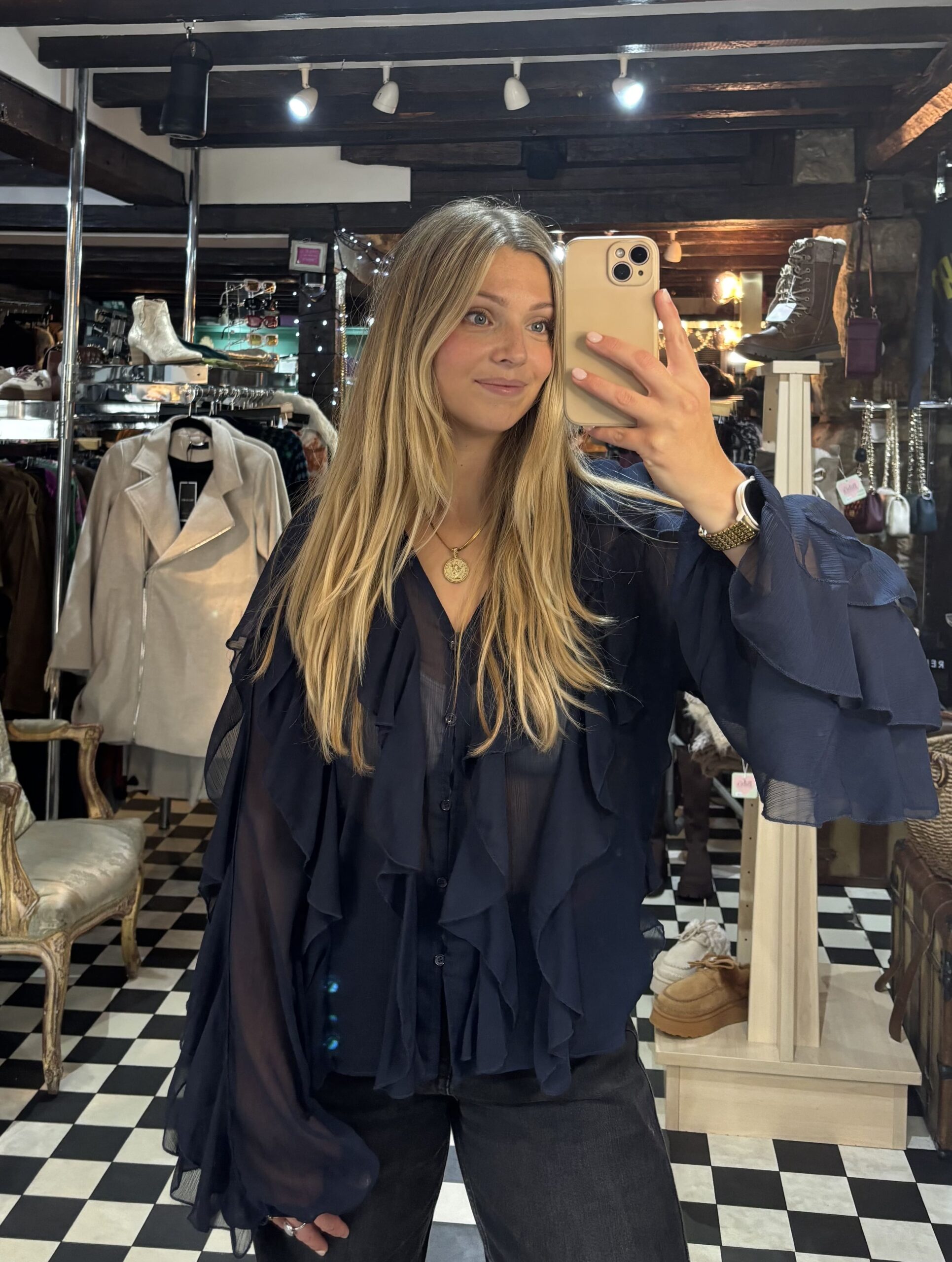 Sheer Ruffle Blouse