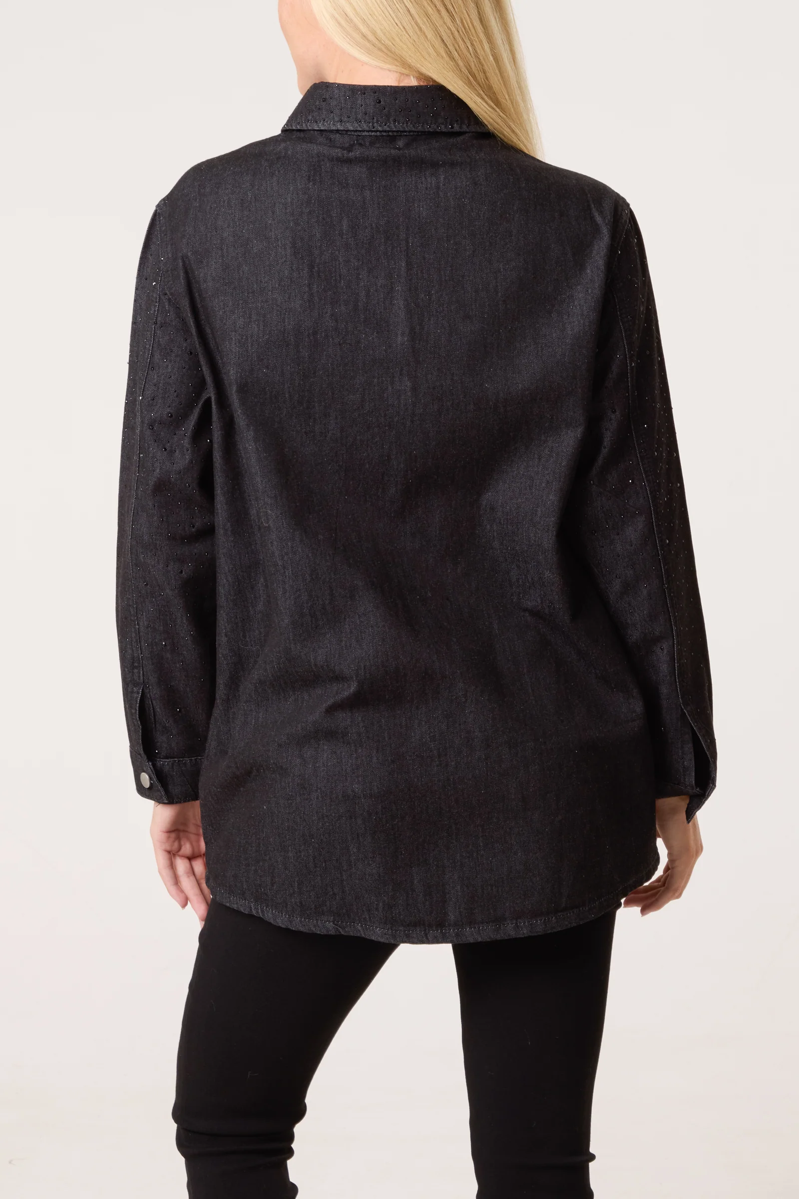 Black Denim Diamanté Shirt