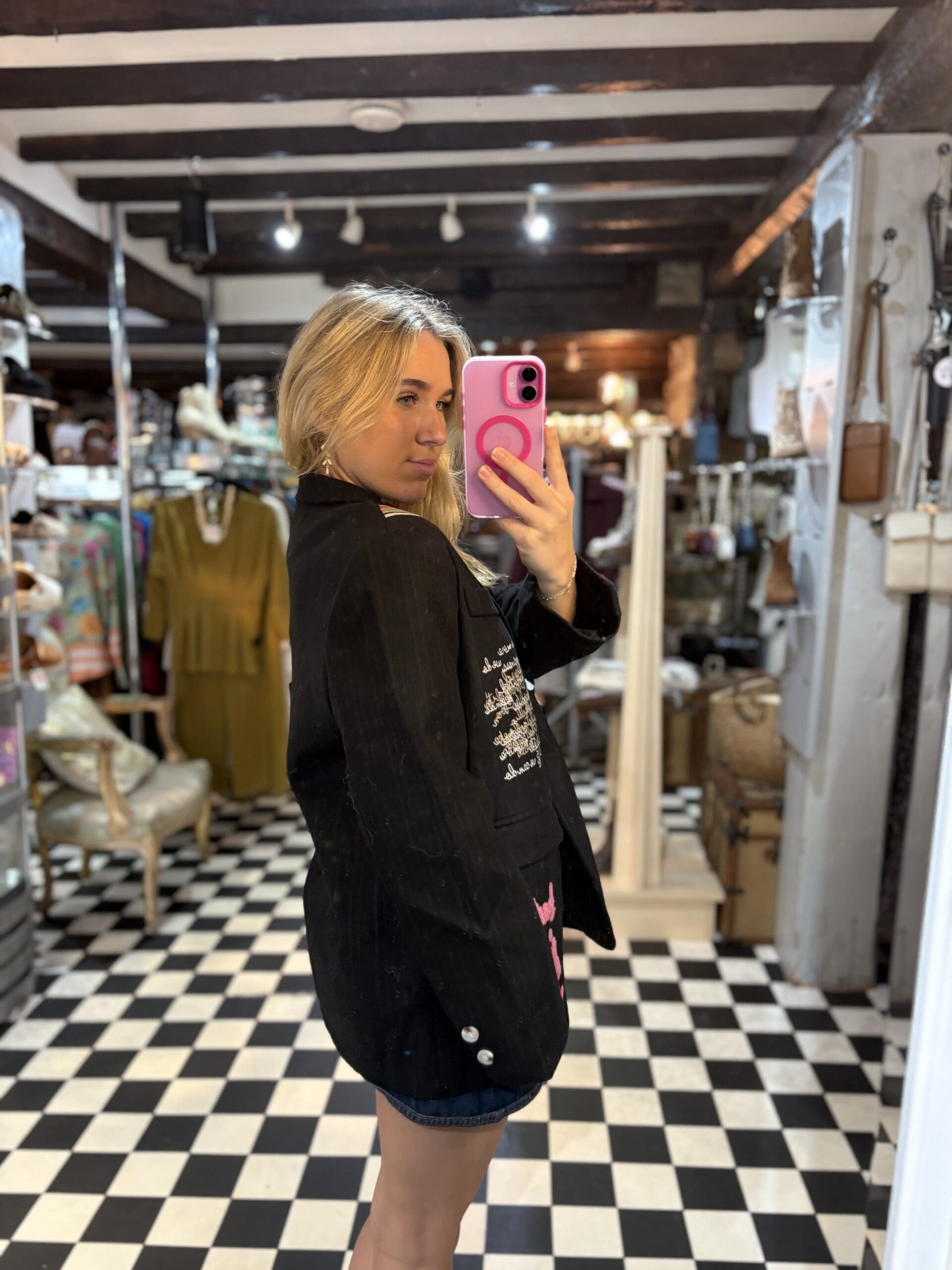 Embroidered Slogan Oversized Blazer