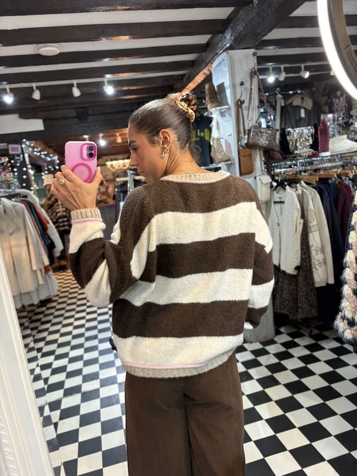 Stripe Jumper with Pink Trim in 2 Colours