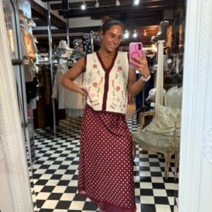 Polka Dot Skirt with Lace Trim in 2 Colours