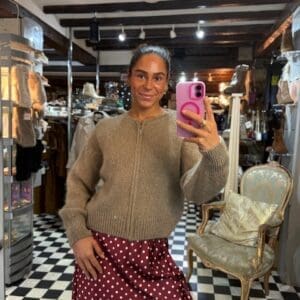 Mohair and Wool Blend Zip up Cardigan