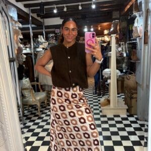 Silky Brown 70s Style Skirt