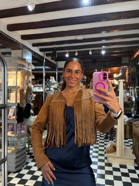 Faux Suede Tassel Cropped Jacket