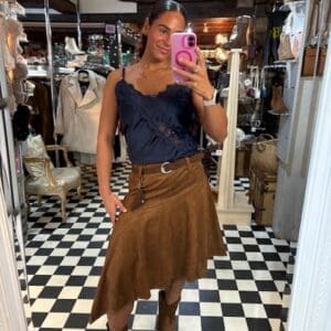Faux Suede Asymmetrical Skirt