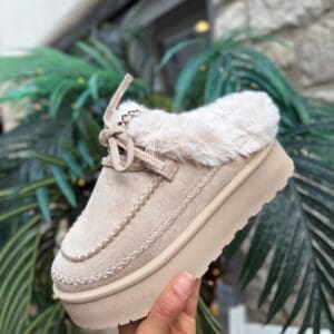 Designer Inspired Platform Slipper in Cream