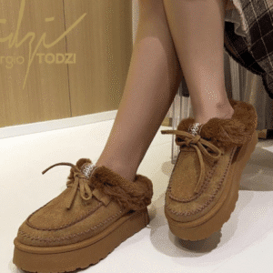 Designer Inspired Platform Fur Lined Slipper