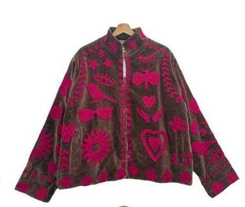 Embroidered ‘Love’ Jacket in Pink and Gold