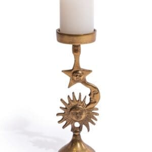 Antiqued Gold Celestial Candle Holder