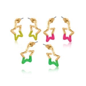 Gilda Pack Of 3 Resin Tiny Star Hoops
