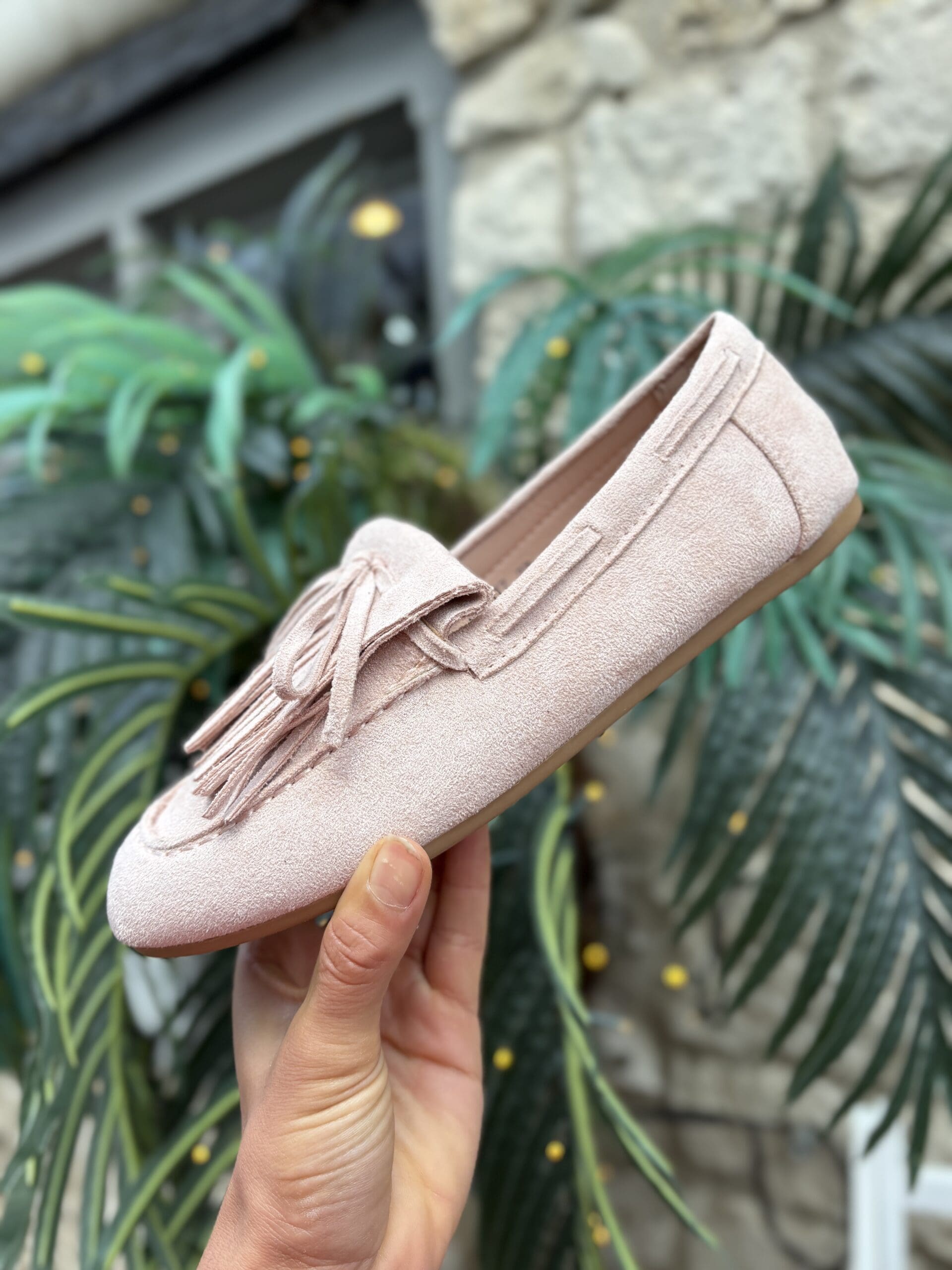 Tassel Moccasin in Pale Pink