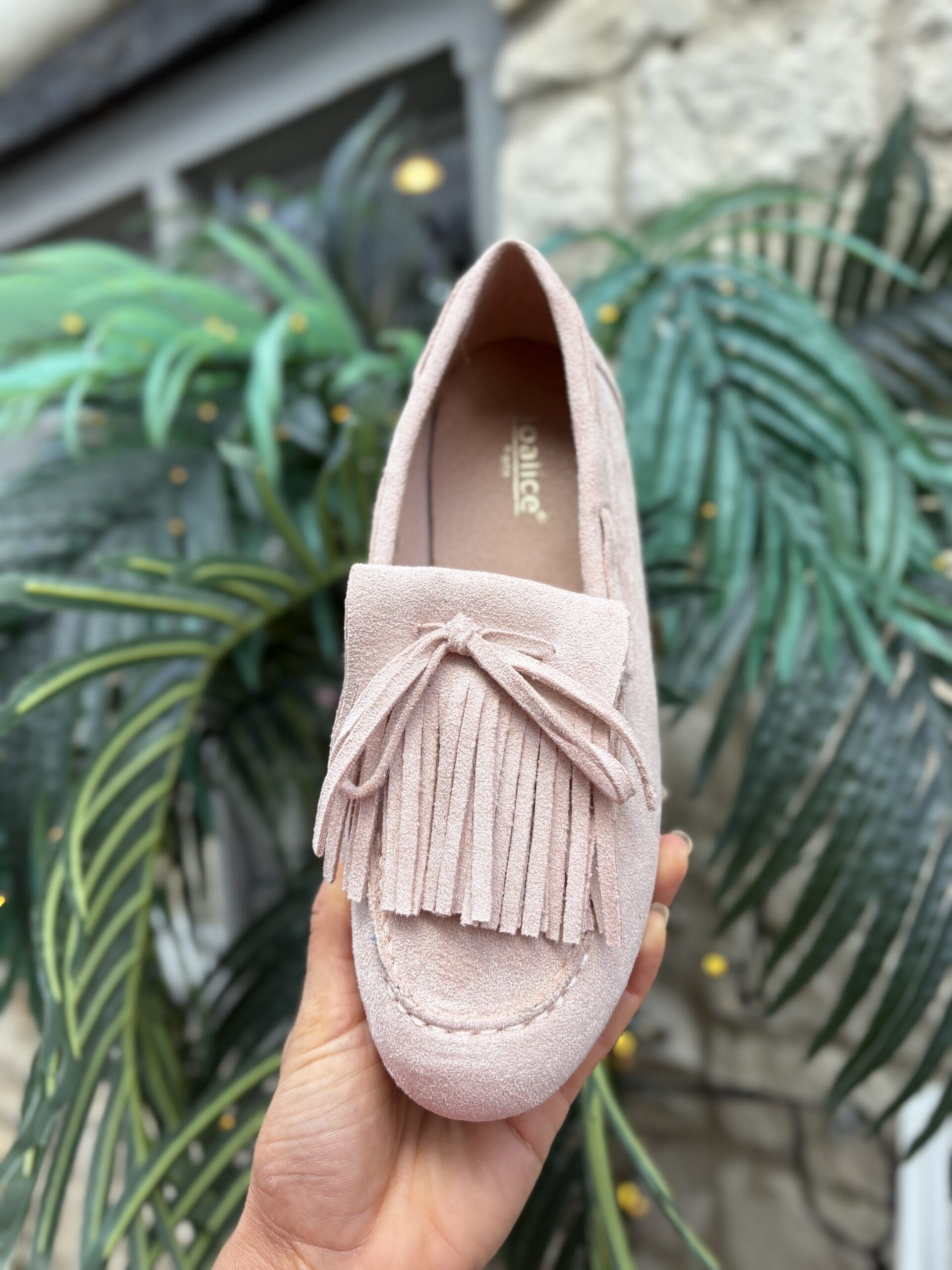 Tassel Moccasin in Pale Pink