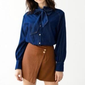 Bow Detail Denim Shirt