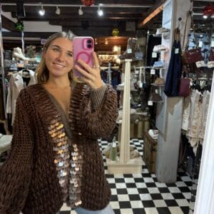 Brown Big Sequin Cardigan