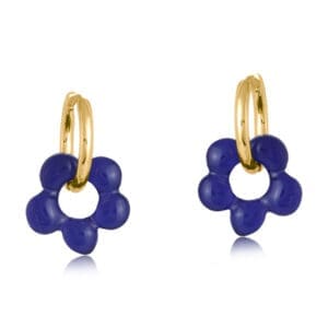 Big Metal London Rebecca Beaded Huggie Hoop Earrings Navy