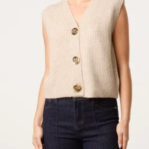 Gold Circle Button Knit Waistcoat