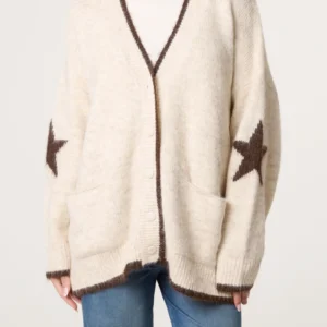 CONTRAST STAR RELAXED KNIT CARDIGAN