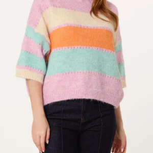 Wide Sleeve Colourblock Knit Jumper