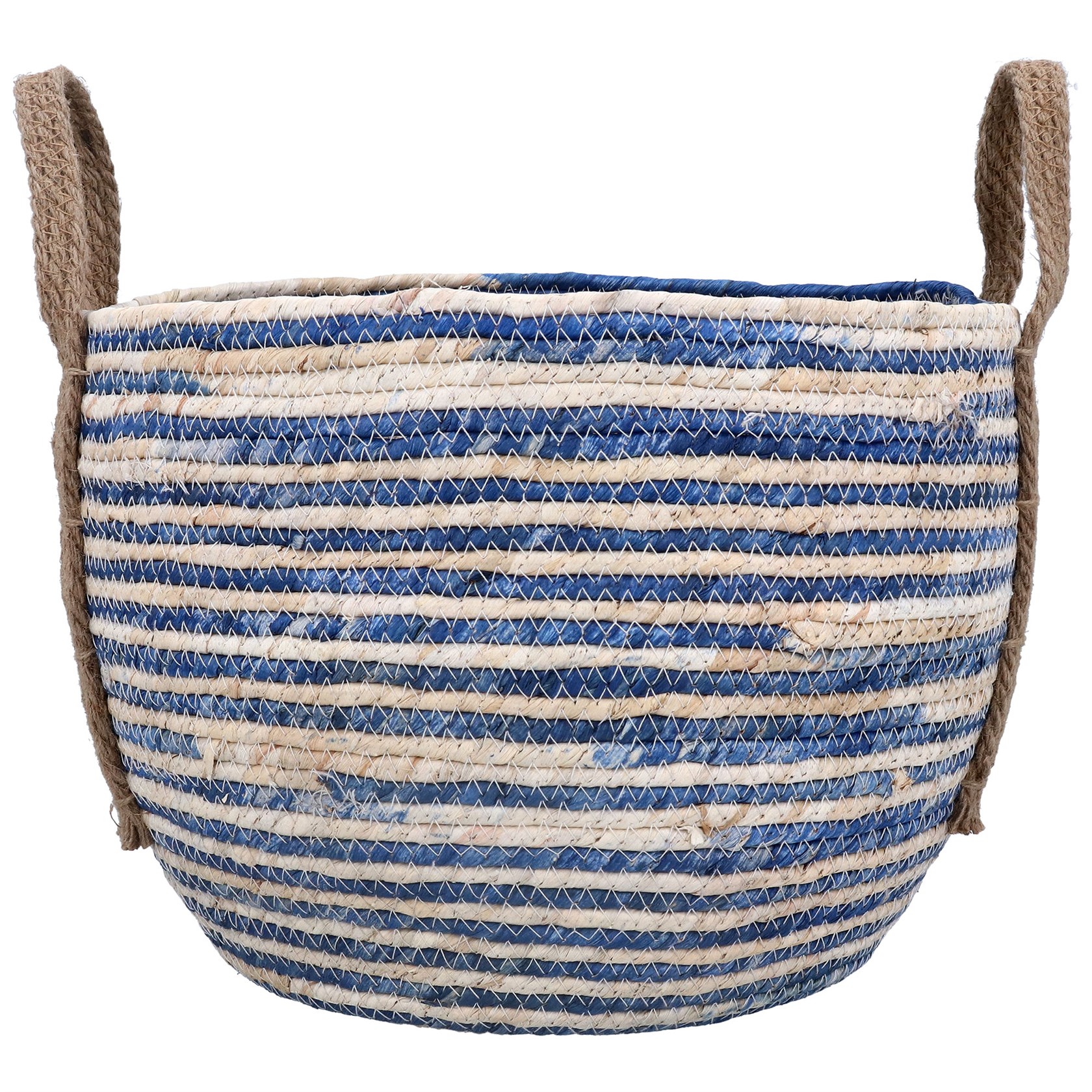 Blue Stripe Basket With Handles