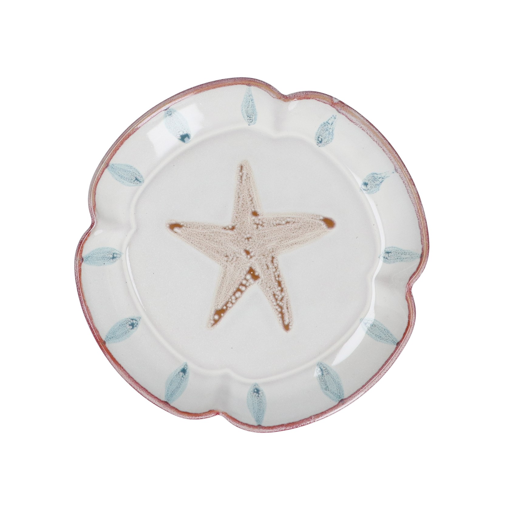 Stoneware Fluted Plate Starfish Dish Gisela Graham
