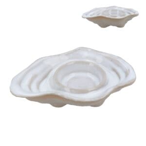 White Stoneware Oyster T-Light Holder