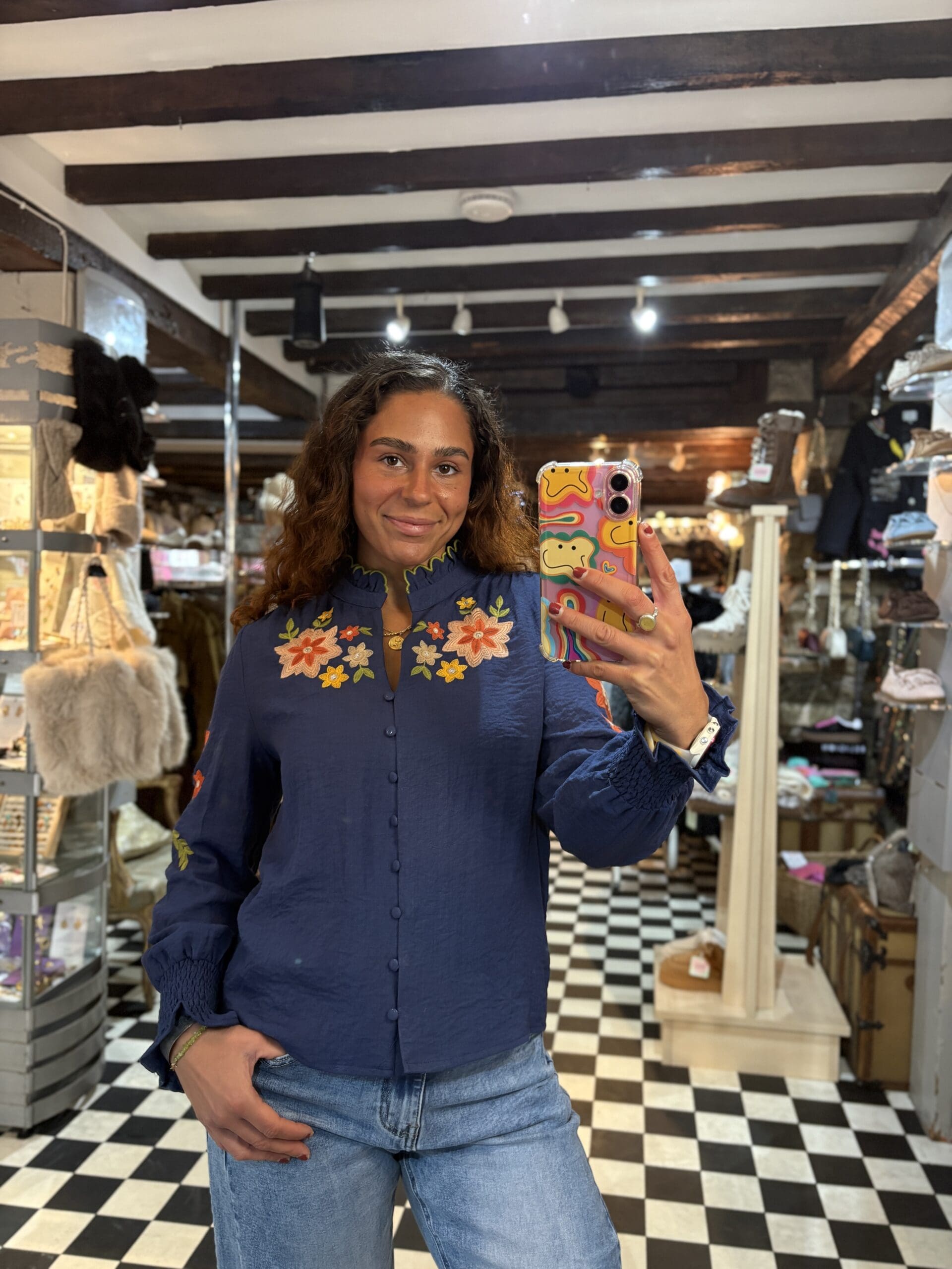Floral Embroidered Blouse in 2 Colours