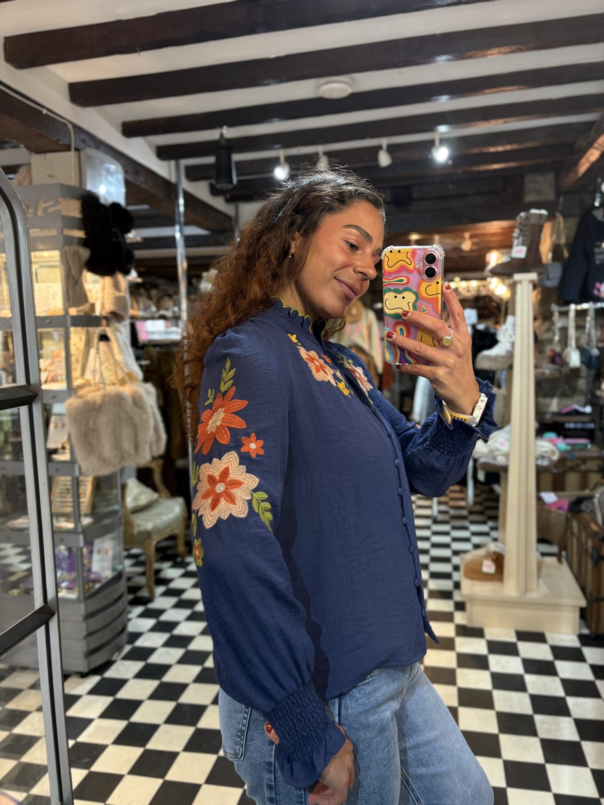 Floral Embroidered Blouse in 2 Colours - Image 2