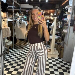 Brown Stripe 2 Pocket Trousers