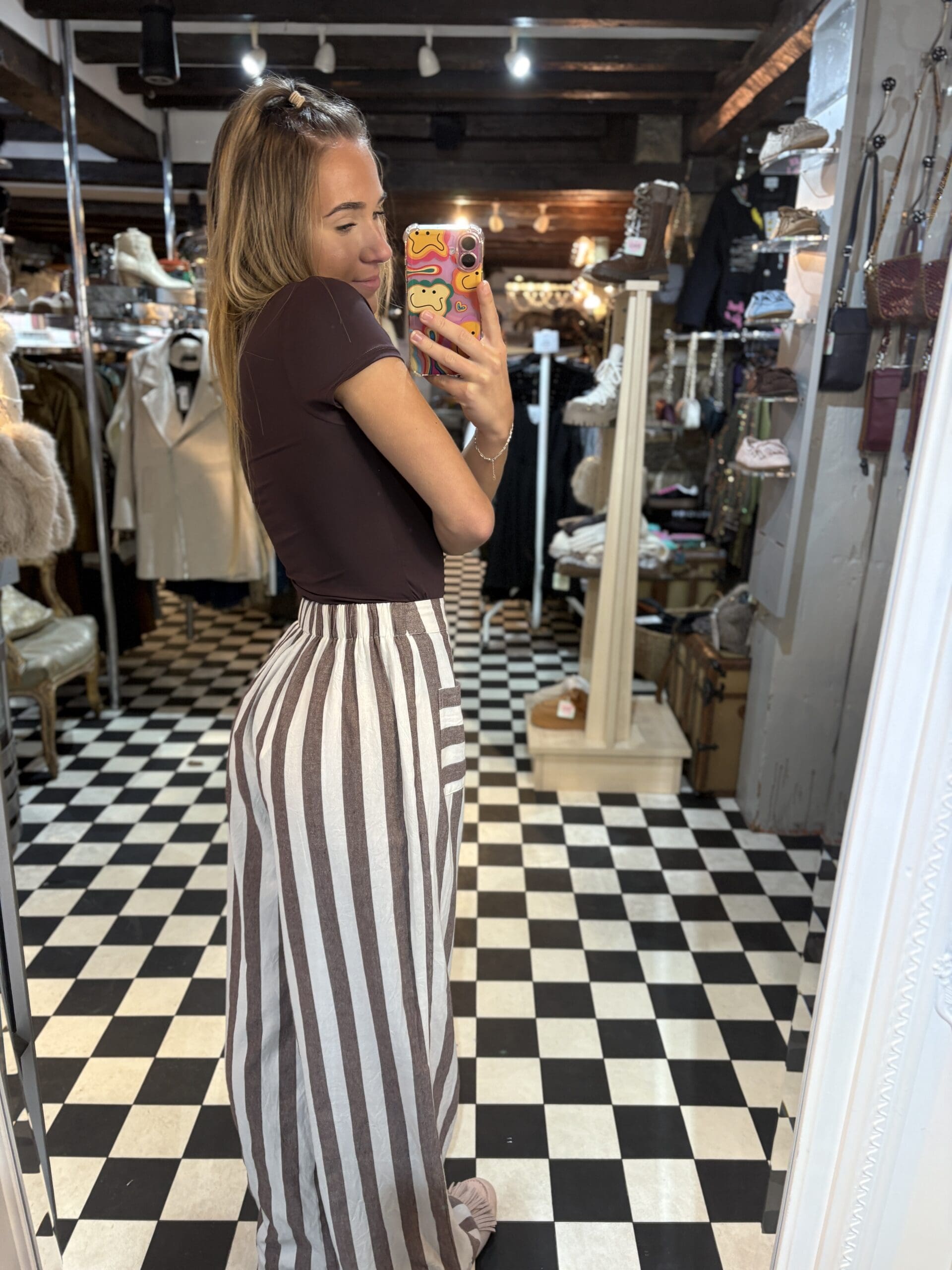 Brown Stripe 2 Pocket Trousers