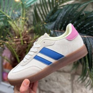 Beige Trainer with Pink and Blue