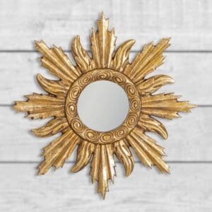 SMALL ANTIQUED GOLD ORNATE FRAMED MIRROR