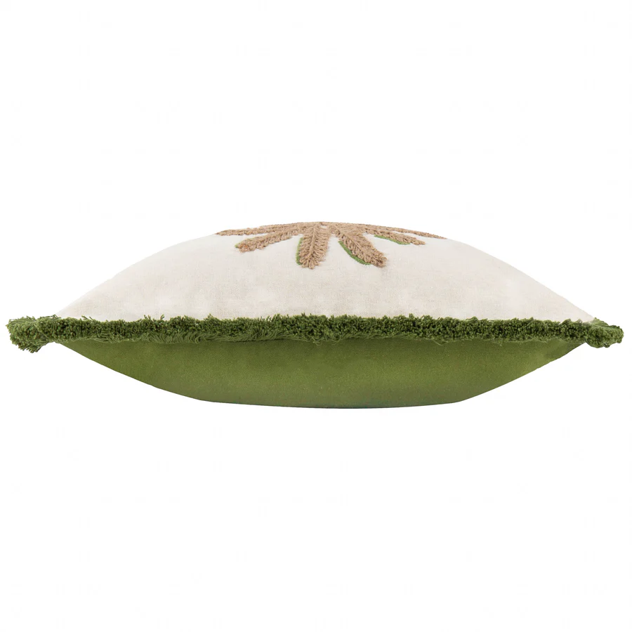 Palm Green Embroidered Cushion