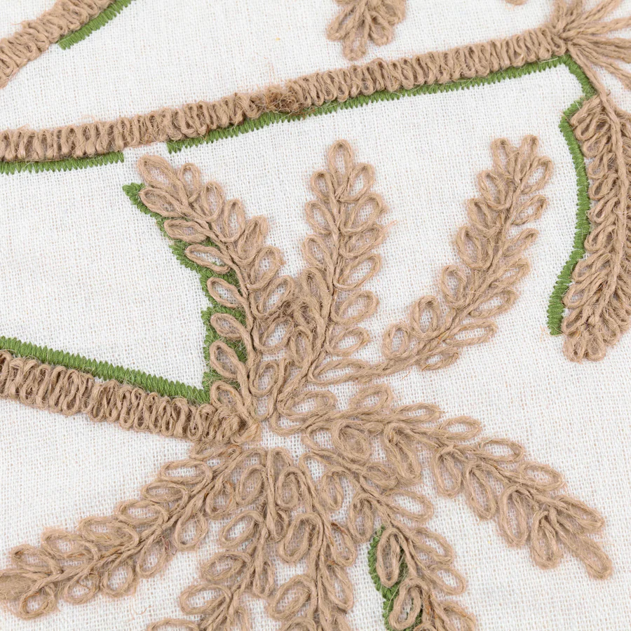 Palm Green Embroidered Cushion