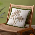 Palm Green Embroidered Cushion