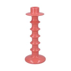 Ceramic Candlestick 22cm - Candy Pink Hooped