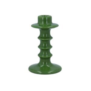 Ceramic Candle Holder 14cm - Green Hooped