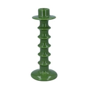 Ceramic Candle Holder 22cm - Green Hooped