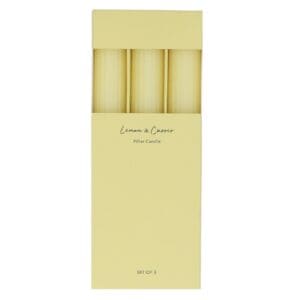 Box/3 Scented Candle 22cm - Yellow Ribbed
