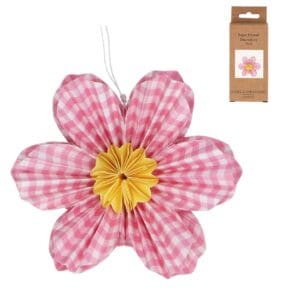 Paper Hanging Dec 15cm - Pink Gingham Flower