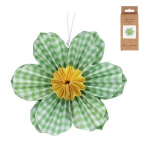 Paper Hanging Dec 15cm - Green Gingham Flower