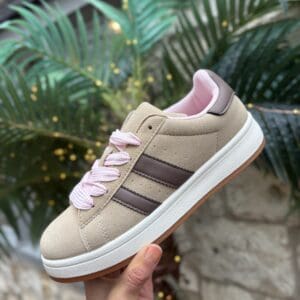 Beige and Pink Campus Style Trainer