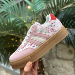 Pink Floral Platform Trainer