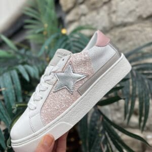 Silver Star Pink Glitter Trainer