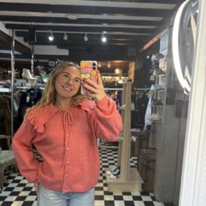 Coral Tie Front Cardigan