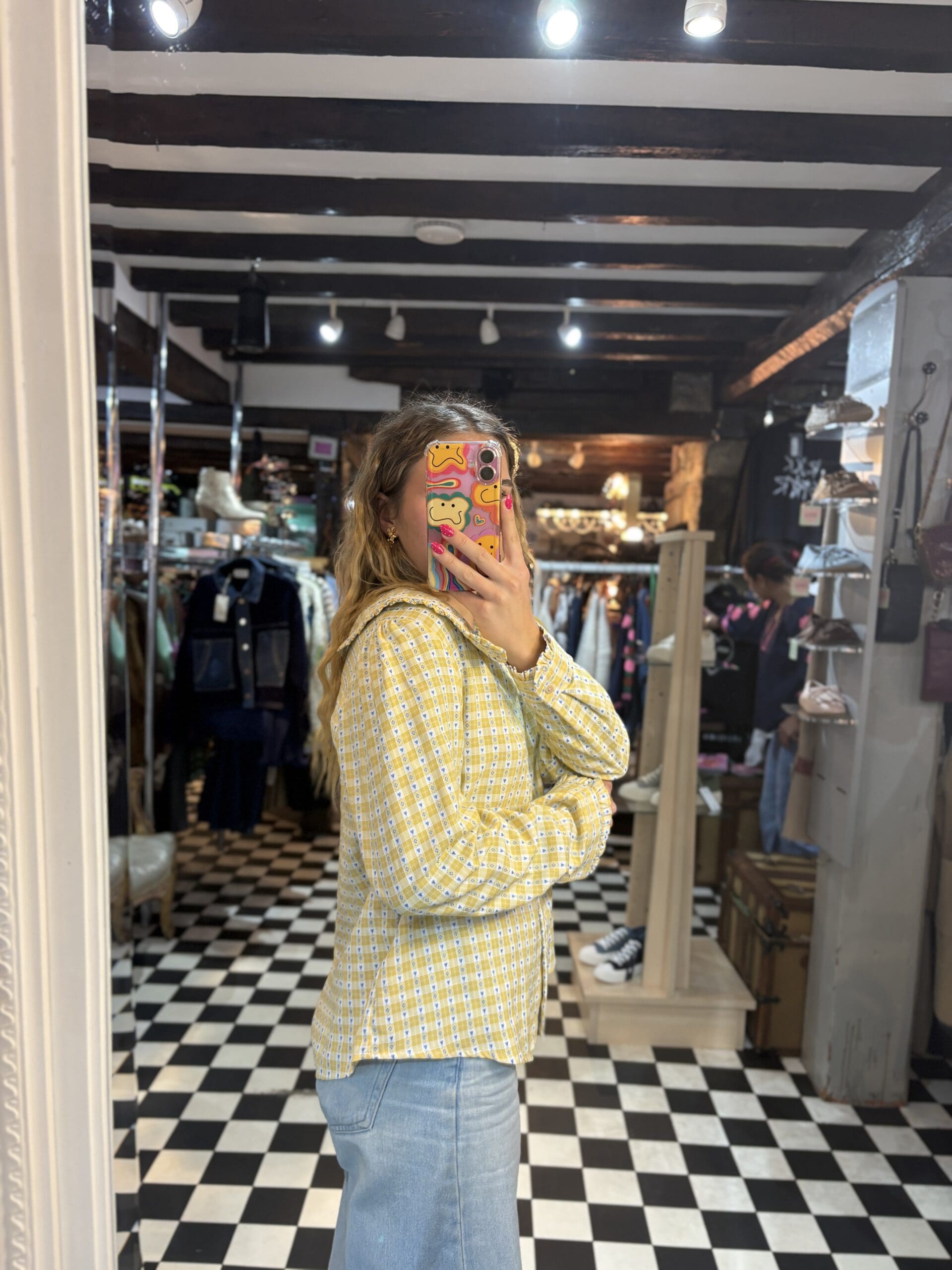 Gingham Blouse with Hearts in 2 Colours
