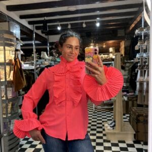 Extreme Frill Neon Coral Blouse