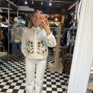 White Jeans with Heart Pockets