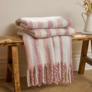 Beechwood Woven Stripe Throw Camellia